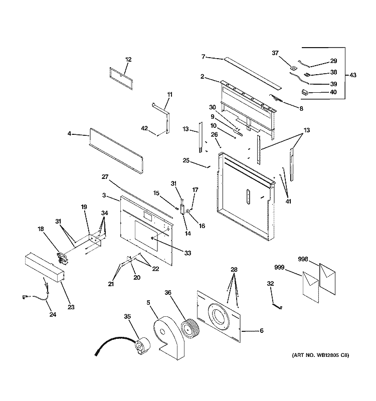 RANGE HOOD Diagram and Parts List for ZVB36H1SS  General Electric Range Hood
