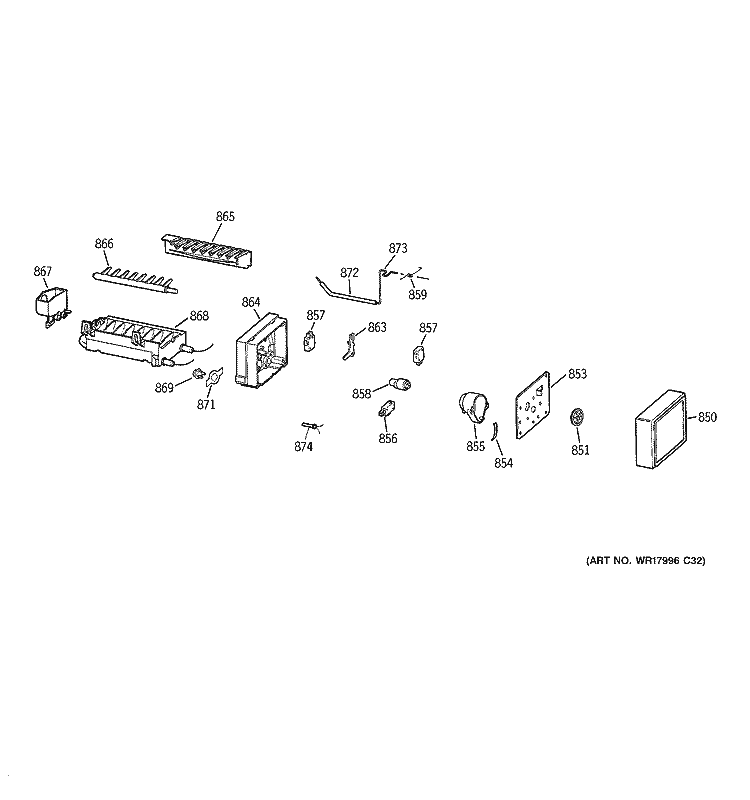 ICE MAKER Diagram and Parts List for DTL18ICSBRBS  General Electric Refrigerator
