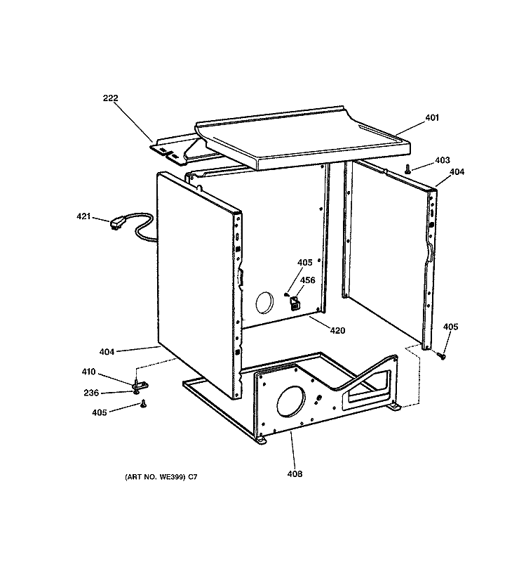 CABINET Diagram and Parts List for DQSR483GE1WW  General Electric Dryer