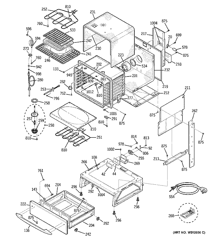 BODY PARTS Diagram and Parts List for JCS968TF1WW  General Electric Range