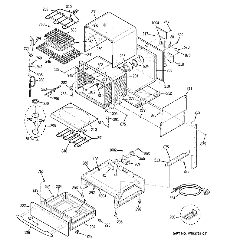 BODY PARTS Diagram and Parts List for JCS968SF3SS  General Electric Range