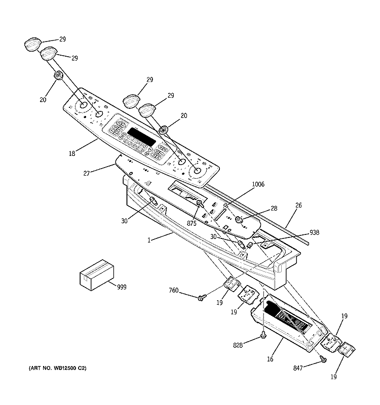 CONTROL PANEL Diagram and Parts List for JD968SF1SS  General Electric Range