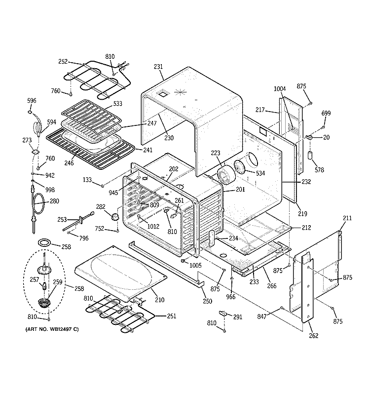 BODY PARTS Diagram and Parts List for JD968SF1SS  General Electric Range