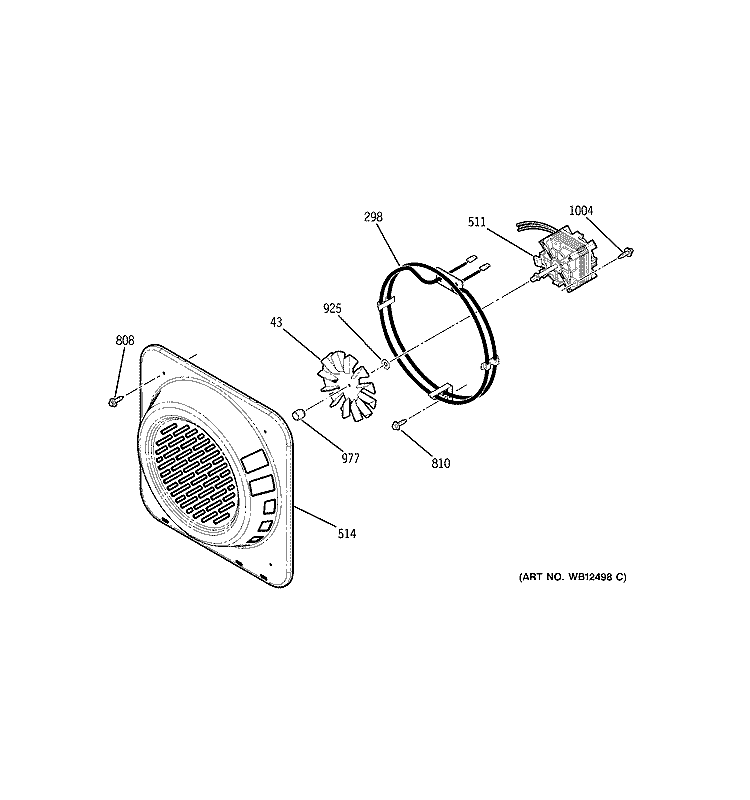 CONVECTION FAN Diagram and Parts List for JD968SF1SS  General Electric Range