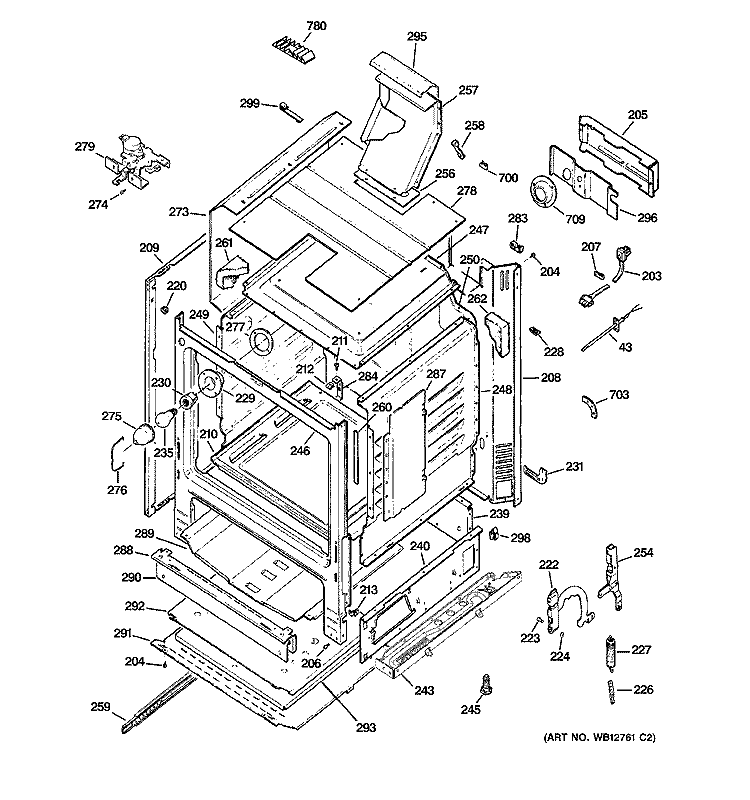 BODY PARTS Diagram and Parts List for JGB902SEH1SS  General Electric Range