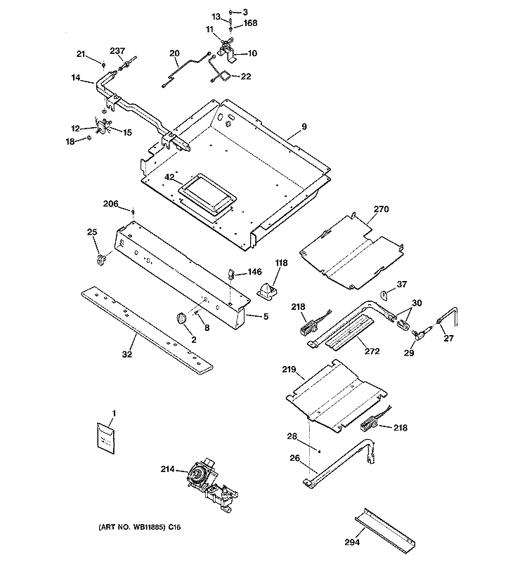 GAS & BURNER PARTS Diagram and Parts List for JGB902SEH2SS  General Electric Range