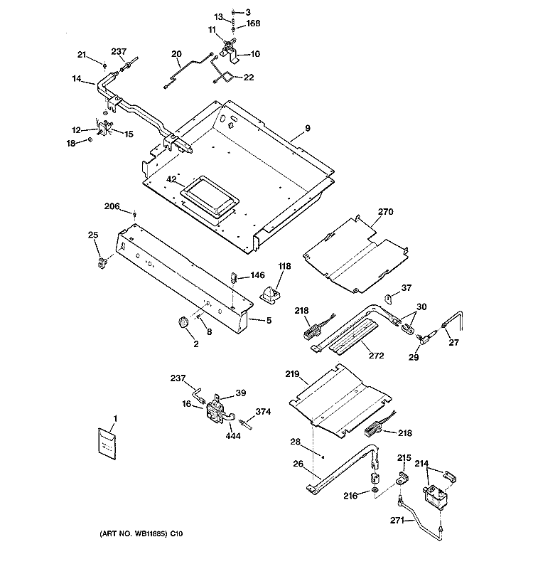 GAS & BURNER PARTS Diagram and Parts List for JGB905CEF1CC  General Electric Range