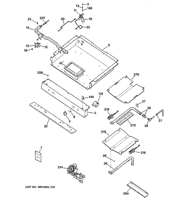 GAS & BURNER PARTS Diagram and Parts List for JGB915SEF2SS  General Electric Range