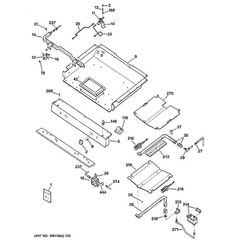 GAS & BURNER PARTS Diagram and Parts List for JGB920BEF1BB  General Electric Range