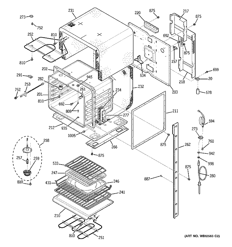UPPER BODY Diagram and Parts List for JK955CF3CC  General Electric Wall Oven