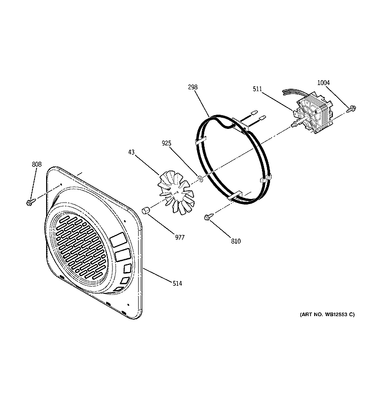 CONVECTION FAN Diagram and Parts List for JK955CF3CC  General Electric Wall Oven