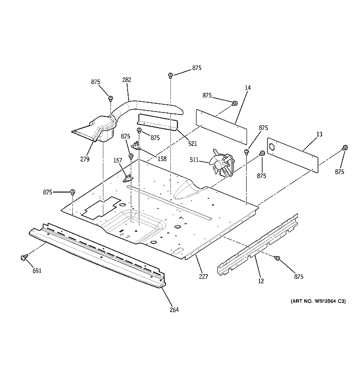 CENTER SPACER Diagram and Parts List for JK955SF2SS  General Electric Wall Oven