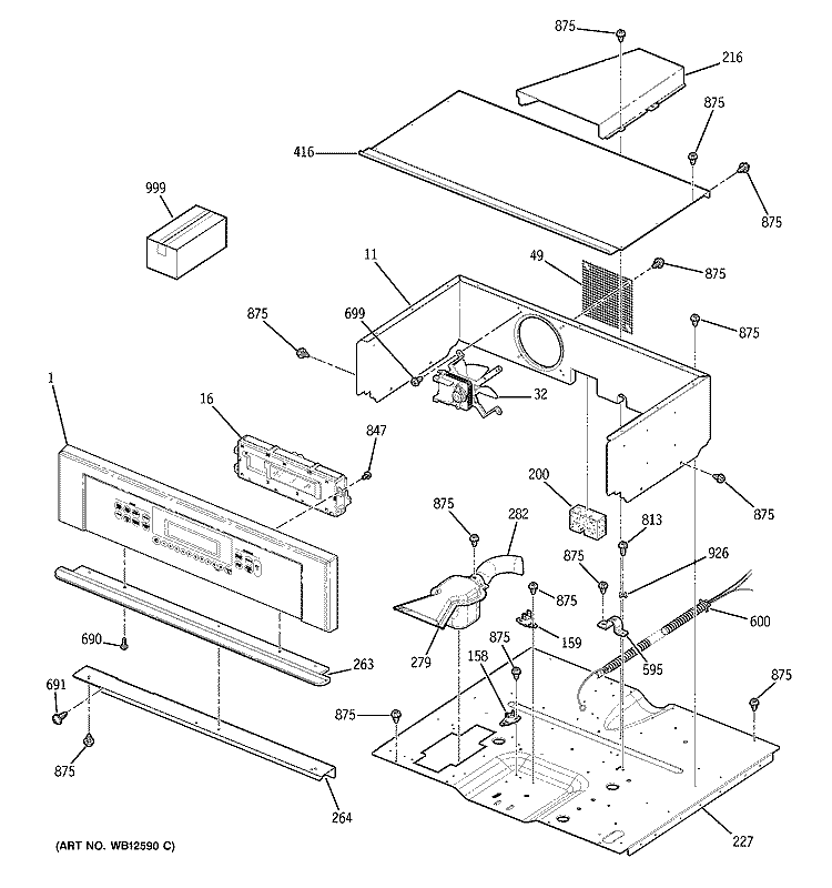 CONTROL PANEL Diagram and Parts List for ZEK938SF1SS  General Electric Wall Oven