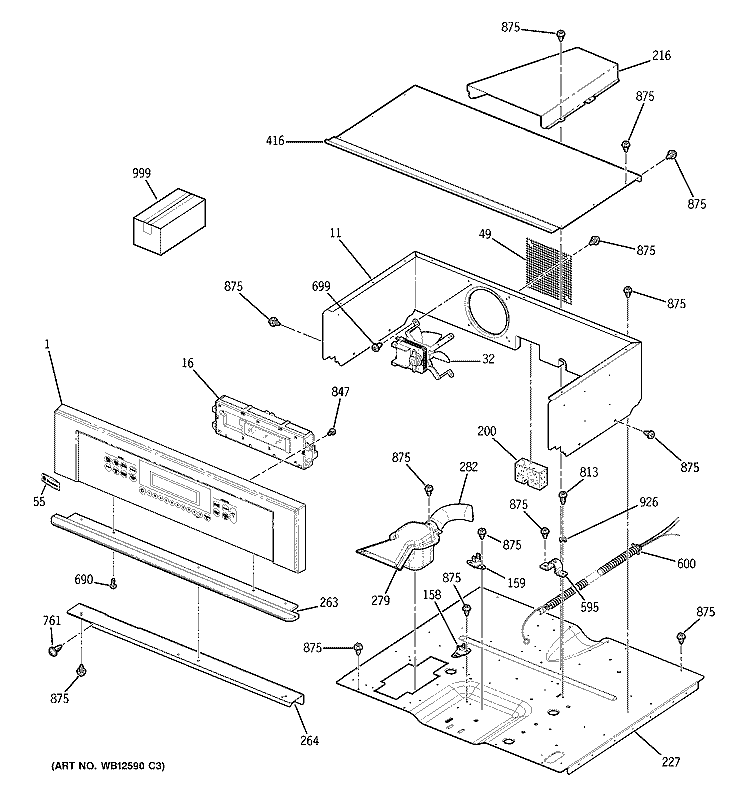 CONTROL PANEL Diagram and Parts List for ZEK938SF3SS  General Electric Wall Oven