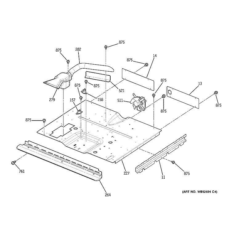 CENTER SPACER Diagram and Parts List for ZEK958WF2WW  General Electric Wall Oven