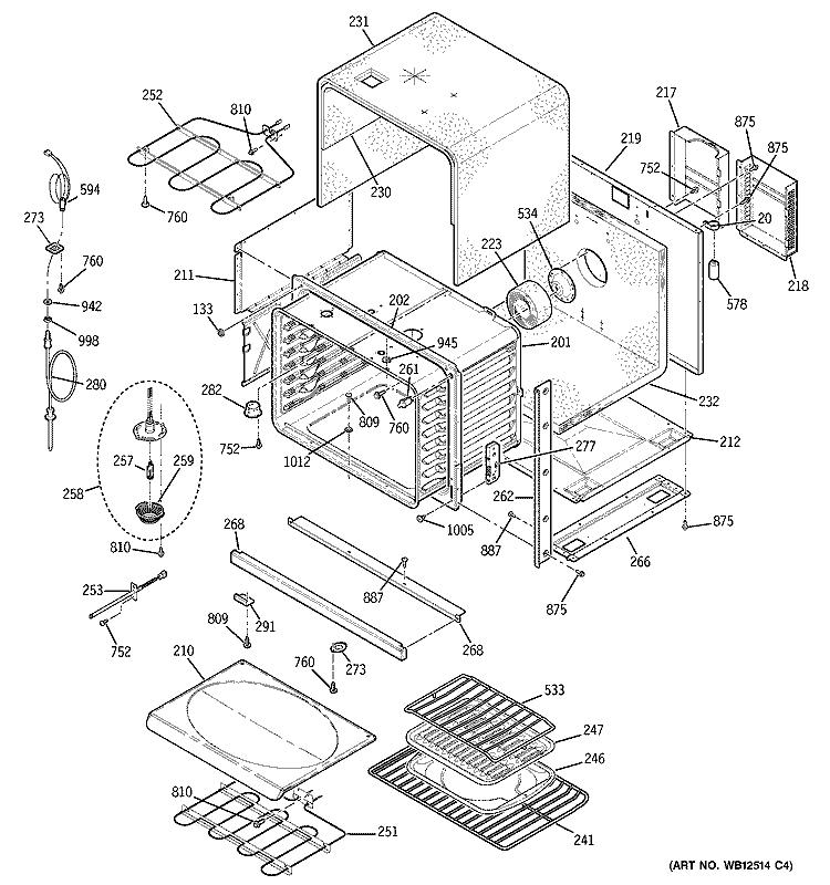 BODY PARTS Diagram and Parts List for ZET938SF3SS  General Electric Wall Oven