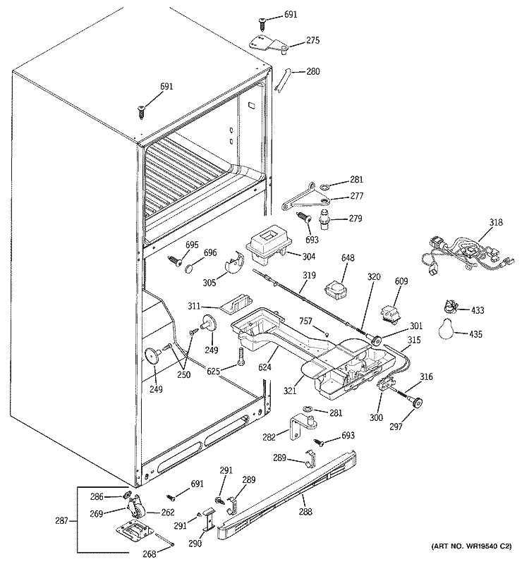 FRESH FOOD SECTION Diagram and Parts List for ETL18XBPDRBS  General Electric Refrigerator