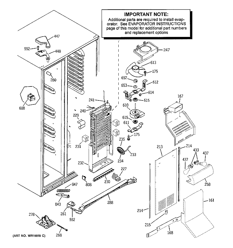 FREEZER SECTION Diagram and Parts List for PSS23SGSASS  General Electric Refrigerator