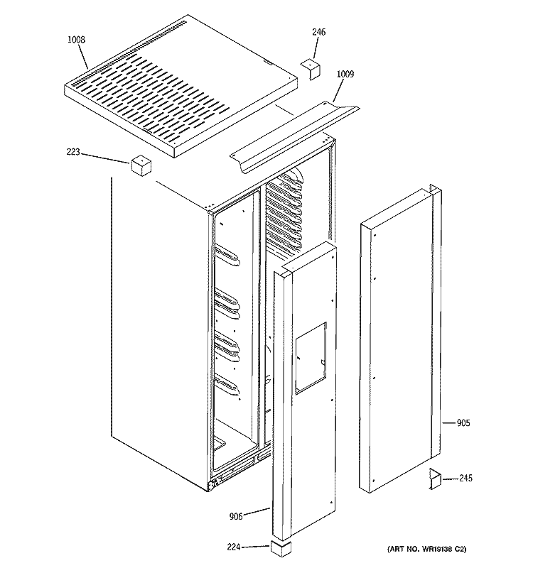 CLAD COMPONENTS Diagram and Parts List for ZFSB26DRBSS  General Electric Refrigerator