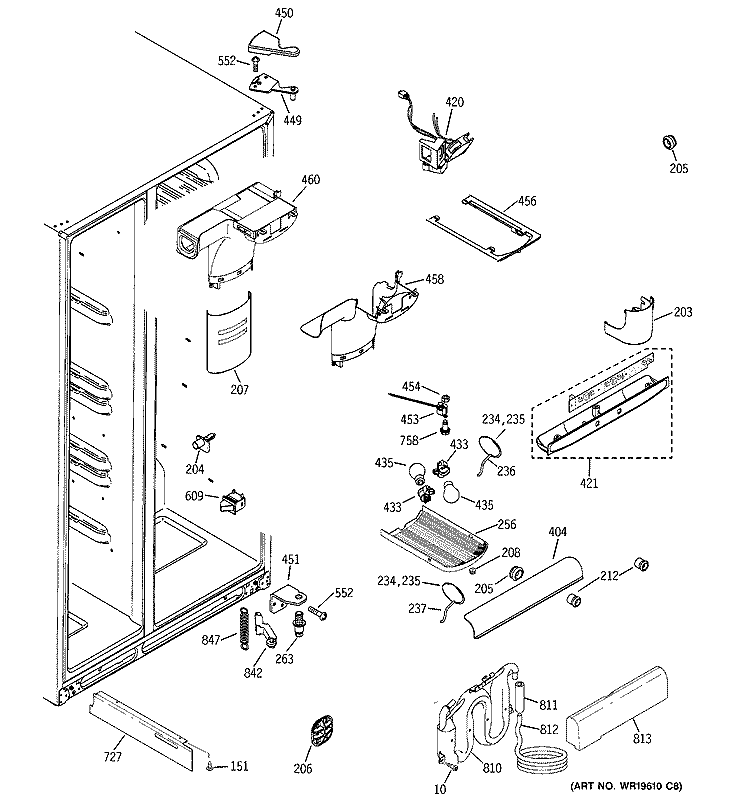 FRESH FOOD SECTION Diagram and Parts List for GCG21ZESAFWW  General Electric Refrigerator