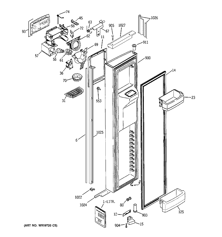 FREEZER DOOR Diagram and Parts List for GIG21YESAFKB  General Electric Refrigerator