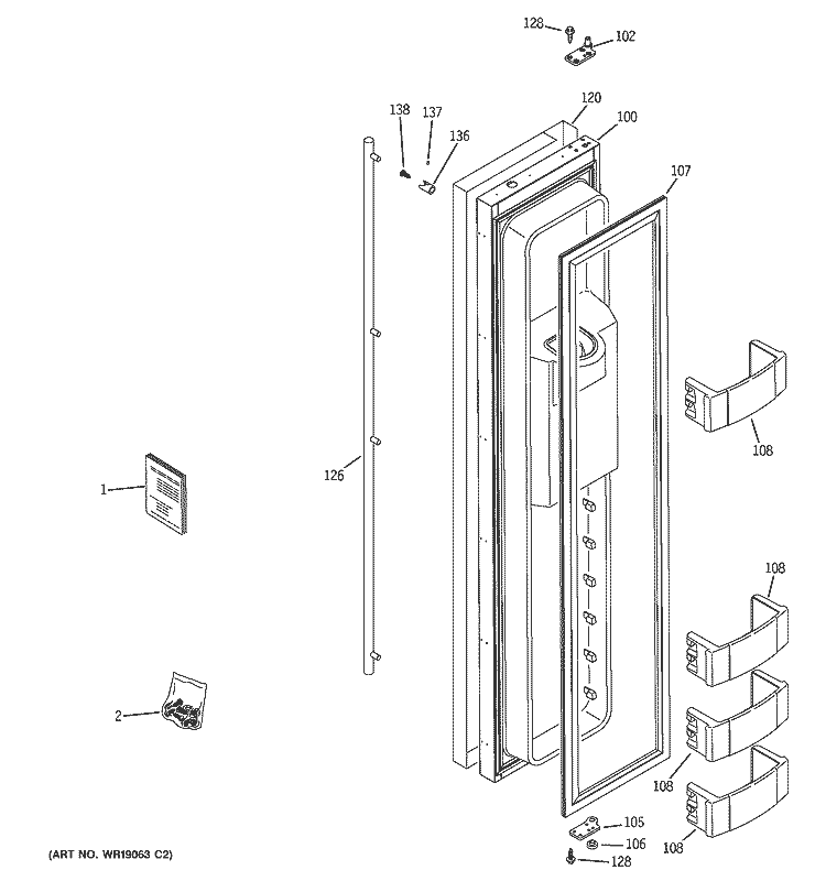 FREEZER DOOR Diagram and Parts List for ZISS420NRDSS  General Electric Refrigerator