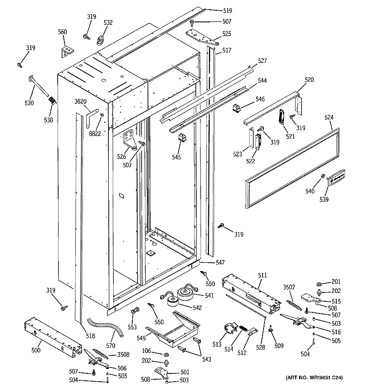 CASE PARTS Diagram and Parts List for ZSGS420DMCSS  General Electric Refrigerator