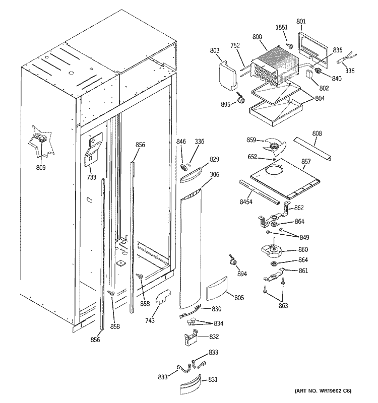 FREEZER SECTION Diagram and Parts List for ZSGW420DMC  General Electric Refrigerator