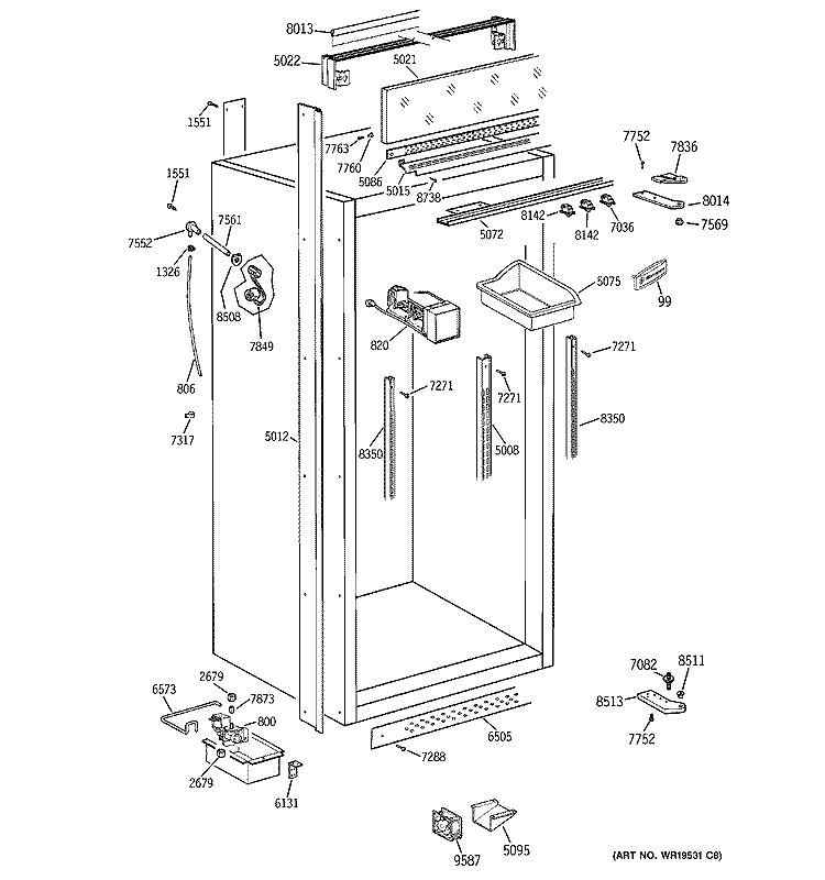 CABINET PARTS 2 Diagram and Parts List for ZIF36NMCRH  General Electric Freezer
