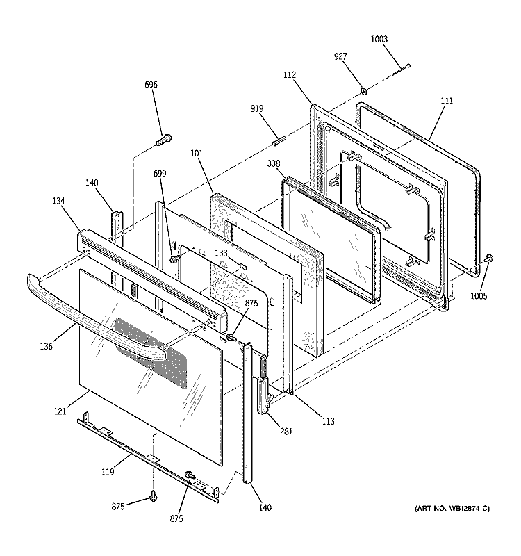 DOOR Diagram and Parts List for JBP26BH3BB  General Electric Range