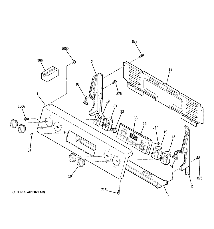 CONTROL PANEL Diagram and Parts List for JBP35BH3CT  General Electric Range
