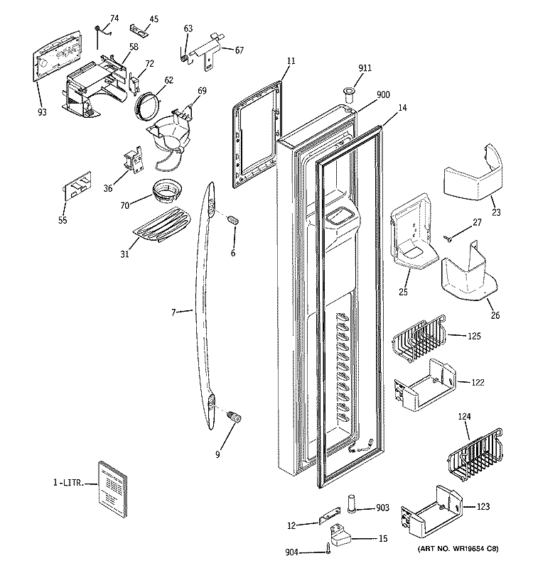 FREEZER DOOR Diagram and Parts List for PSC23PSSASS  General Electric Refrigerator