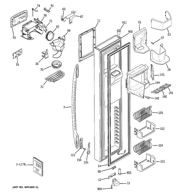 FREEZER DOOR Diagram and Parts List for PSF26PGSABB  General Electric Refrigerator