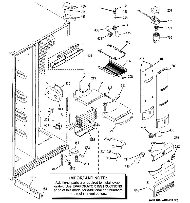 FRESH FOOD SECTION Diagram and Parts List for PSF26PGSABB  General Electric Refrigerator