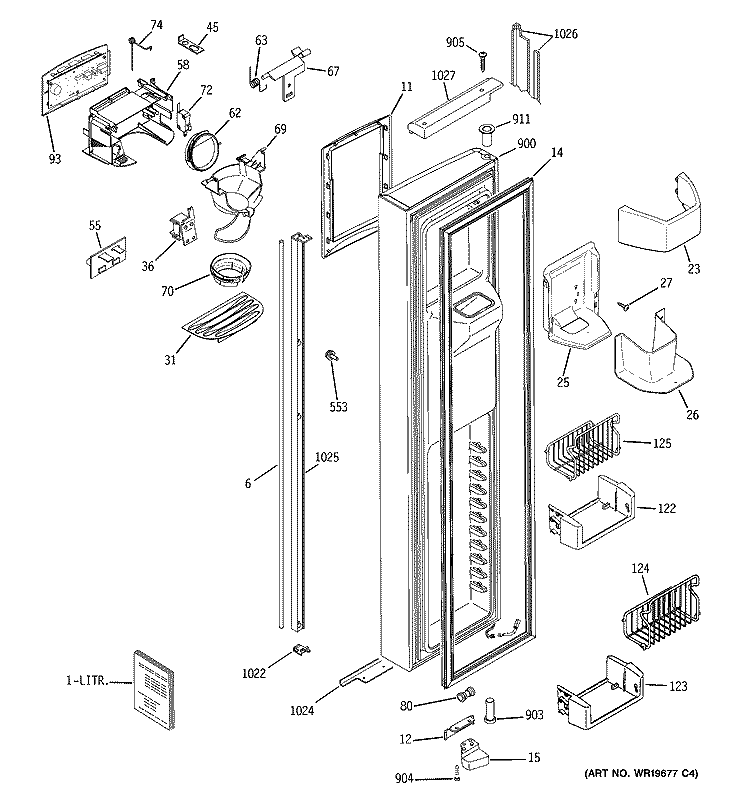 FREEZER DOOR Diagram and Parts List for PSH23PGSABV  General Electric Refrigerator