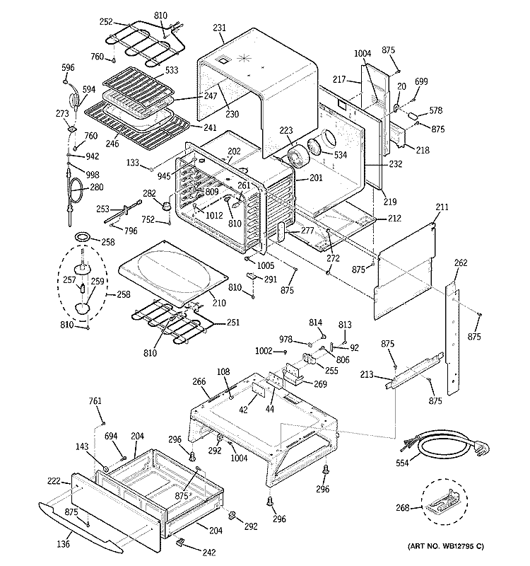 BODY PARTS Diagram and Parts List for JCS968TF2WW  General Electric Range