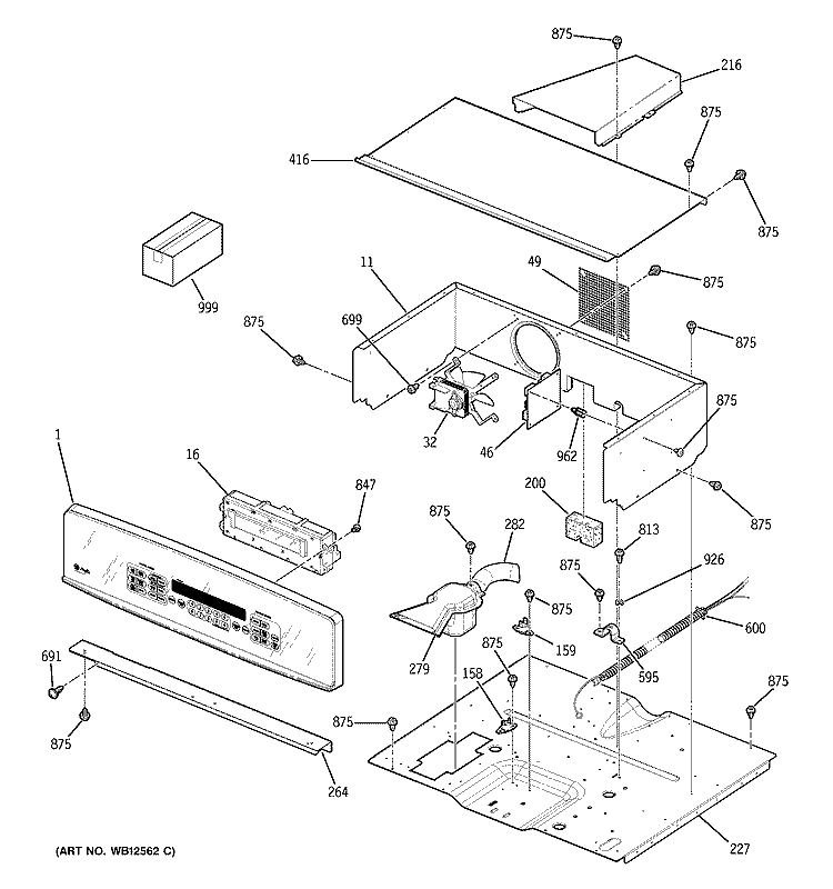 CONTROL PANEL & COOKTOP Diagram and Parts List for JK955BF2BB  General Electric Wall Oven