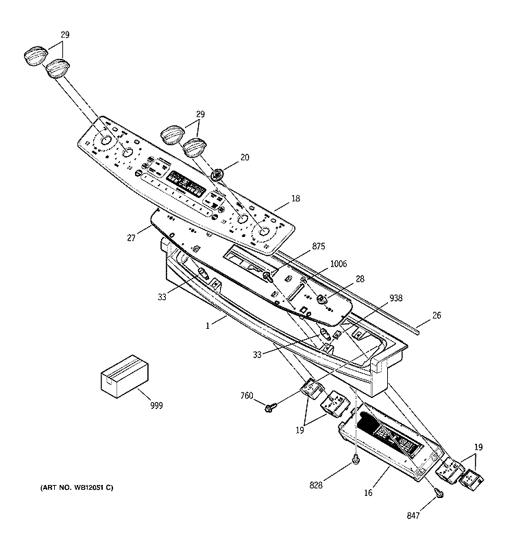 CONTROL PANEL Diagram and Parts List for JS966CD2CC  General Electric Range