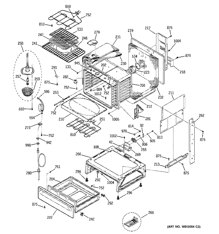 BODY PARTS Diagram and Parts List for JS966CD2CC  General Electric Range