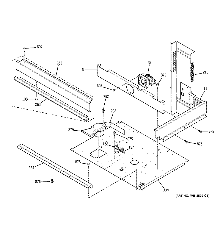 CENTER SPACER Diagram and Parts List for ZET958BF2BB  General Electric Wall Oven