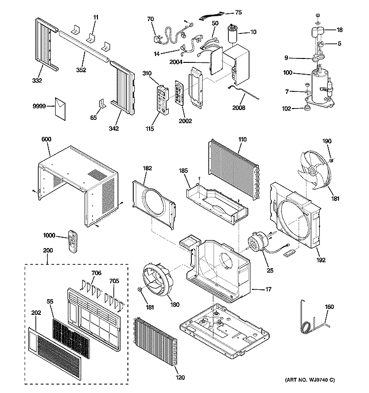 ROOM AIR CONDITIONER Diagram and Parts List for AGH06LHG1  General Electric Air Conditioner