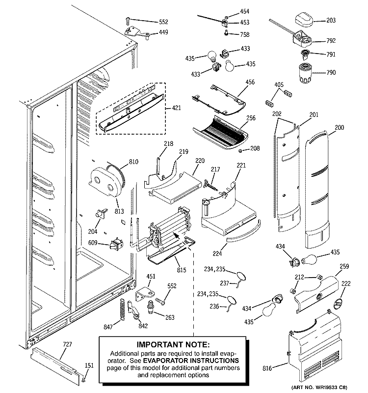 FRESH FOOD SECTION Diagram and Parts List for PSC25PSSASS  General Electric Refrigerator