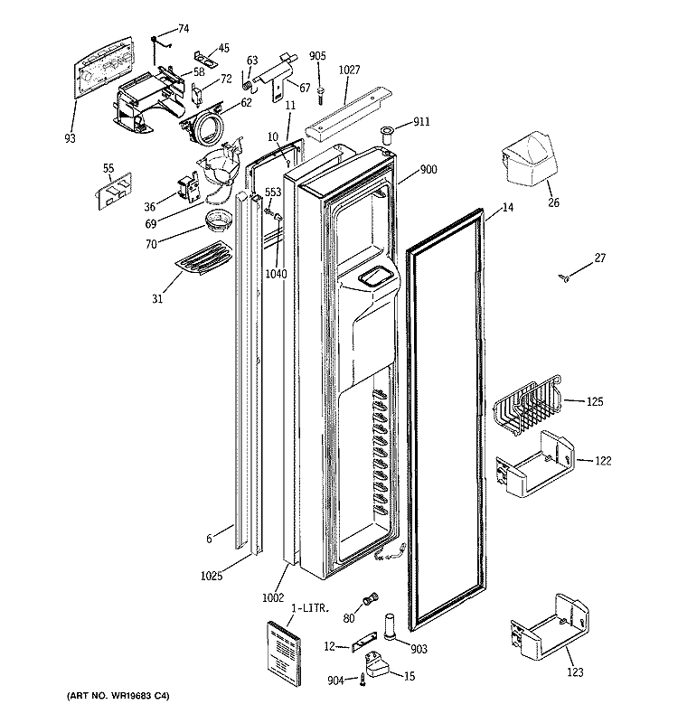FREEZER DOOR Diagram and Parts List for PSH25PSSASV  General Electric Refrigerator