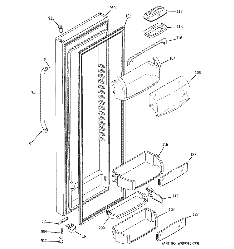 FRESH FOOD DOOR Diagram and Parts List for GSG25SISACSS  General Electric Refrigerator