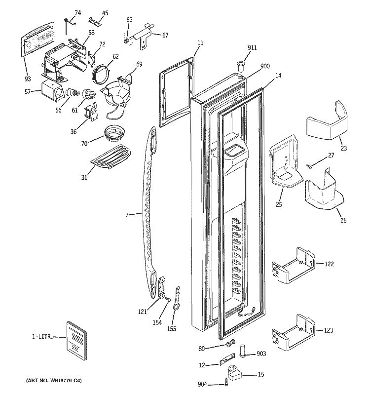 FREEZER DOOR Diagram and Parts List for PSS26LGSBBB  General Electric Refrigerator