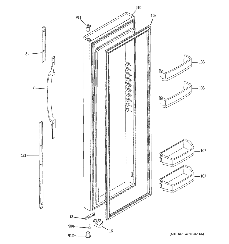 FRESH FOOD DOOR Diagram and Parts List for GSS23VGSAWW  General Electric Refrigerator