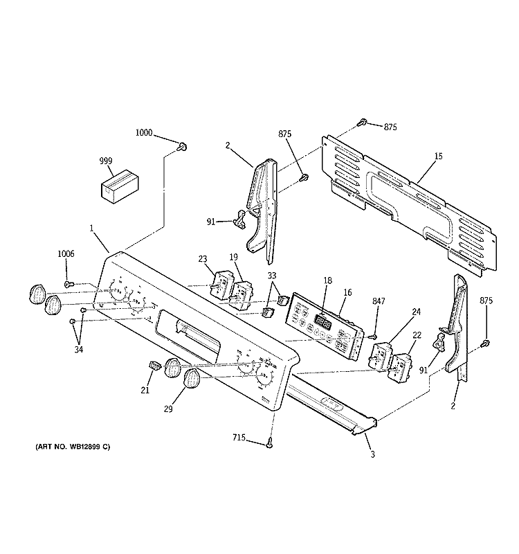 CONTROL PANEL Diagram and Parts List for EER3002H01CC  General Electric Range