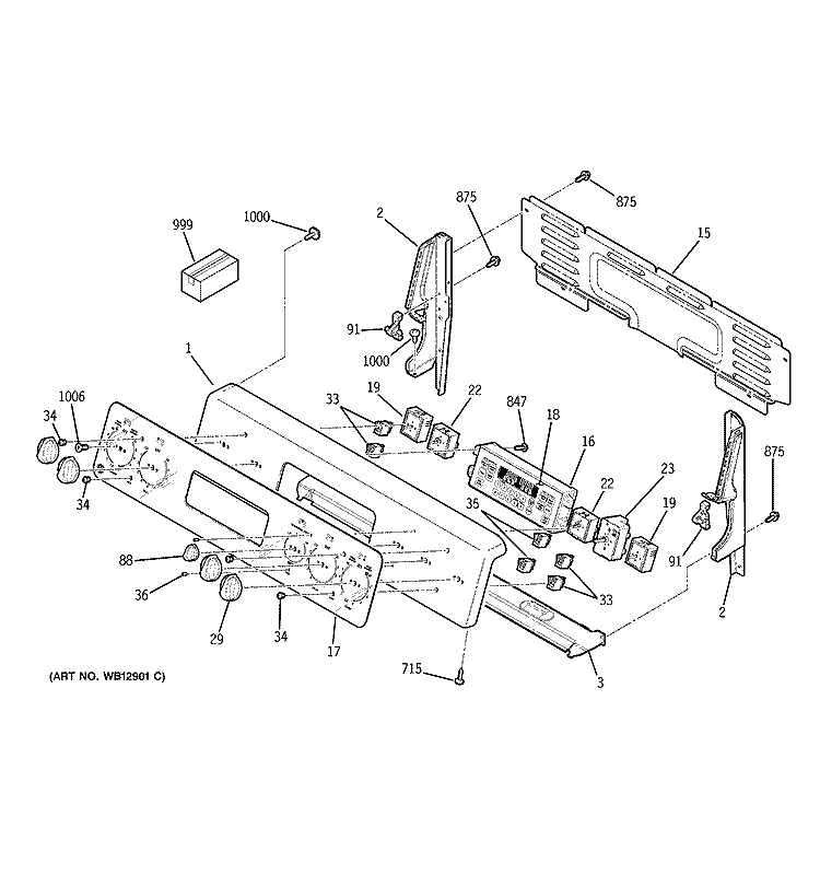 CONTROL PANEL Diagram and Parts List for JBP84SH3SS  General Electric Range