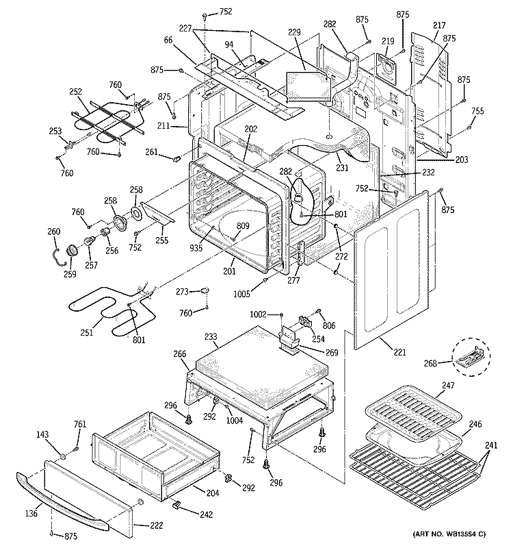 BODY PARTS Diagram and Parts List for JBP84SH3SS  General Electric Range