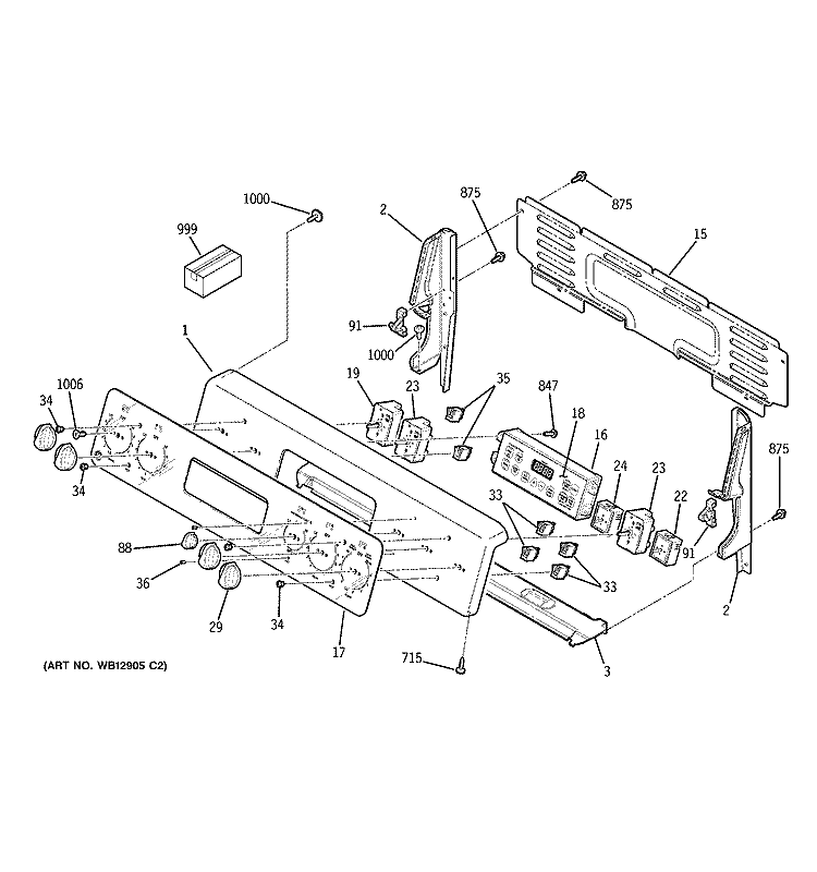 CONTROL PANEL Diagram and Parts List for JBP99SH3SS  General Electric Range